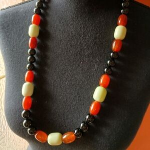 ❤️🎁Jay King Mine Finds Carnelian, Black Onyx  & New Jade Necklace 30"❤️